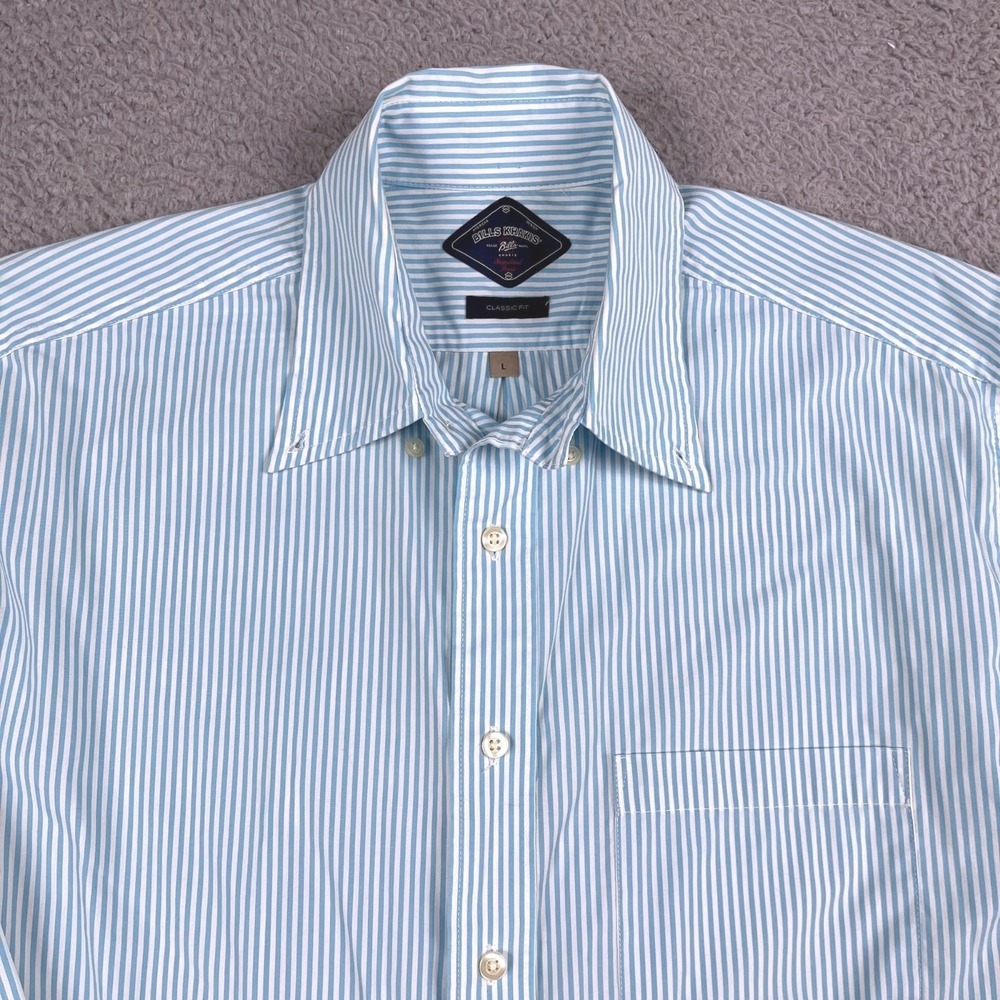 Bills Khakis Button Down Mens L Blue Striped Classic Fit Long Sleeve Shirt